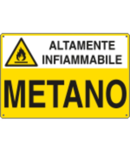 Cartello 'metano altamente infiammabile' Cartello 'metano altamente infiammabile'