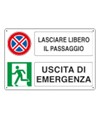 Adesivo multisimbolo 'lasciare libero il passaggio uscita di emergenza'