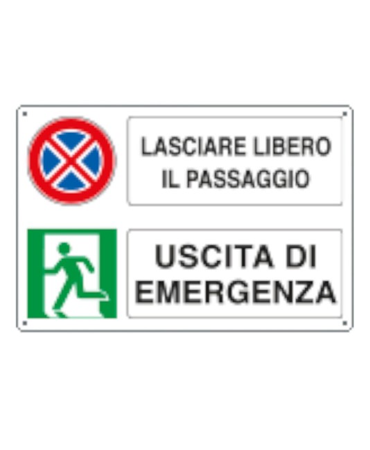 Adesivo multisimbolo 'lasciare libero il passaggio uscita di emergenza' Adesivo multisimbolo 'lasciare libero il passaggio uscita di emergenza'