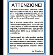Cartelli con norme e istruzioni