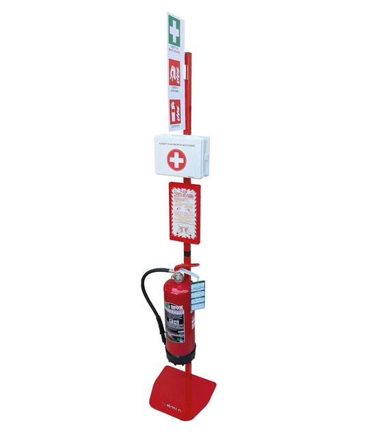 Piantana porta-estintore con coperta e cassetta pronto soccorso Safemax SafeHUB Piantana porta-estintore con coperta e cassetta pronto soccorso Safemax SafeHUB