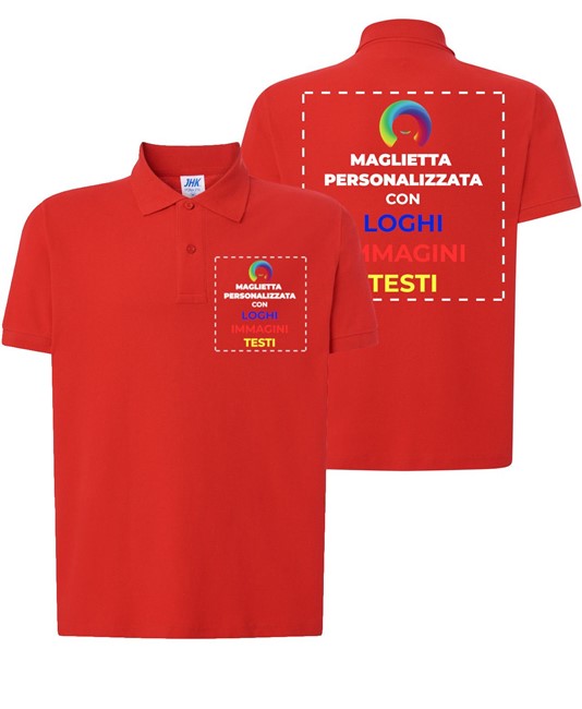 Polo personalizzata con stampa lato cuore e schiena Polo personalizzata con stampa lato cuore e schiena