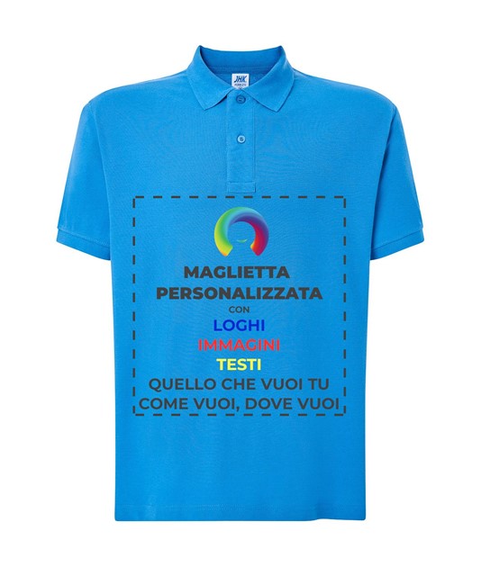Polo personalizzata da uomo stampa fronte Polo personalizzata da uomo stampa fronte