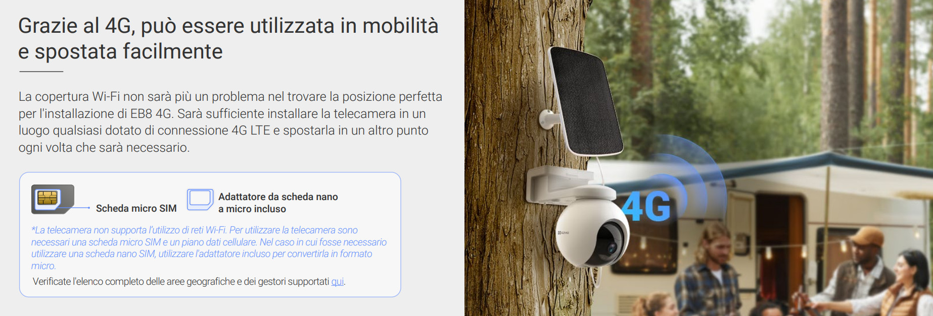 Funzionalità 4G telecamera Ezviz EB8 4G