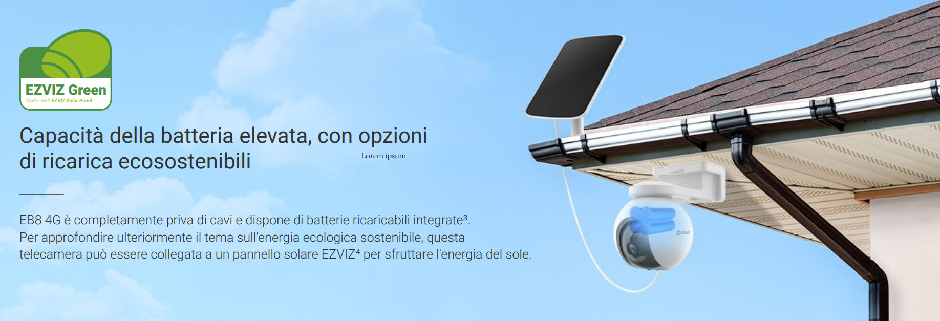 Batteria ecosostenibile per telecamera Ezviz Eb8 4G