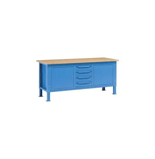 Banchi da lavoro ad altezza regolabile con piano in legno ABC STORAGE