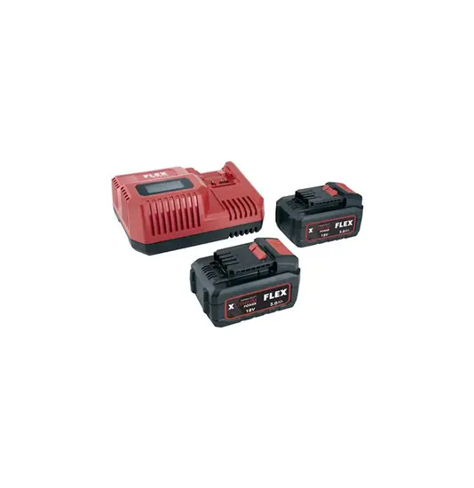 Kit con caricatore rapido da 12/18 Volt e due batterie ricaricabili da 5,0 Ah 18 V FLEX