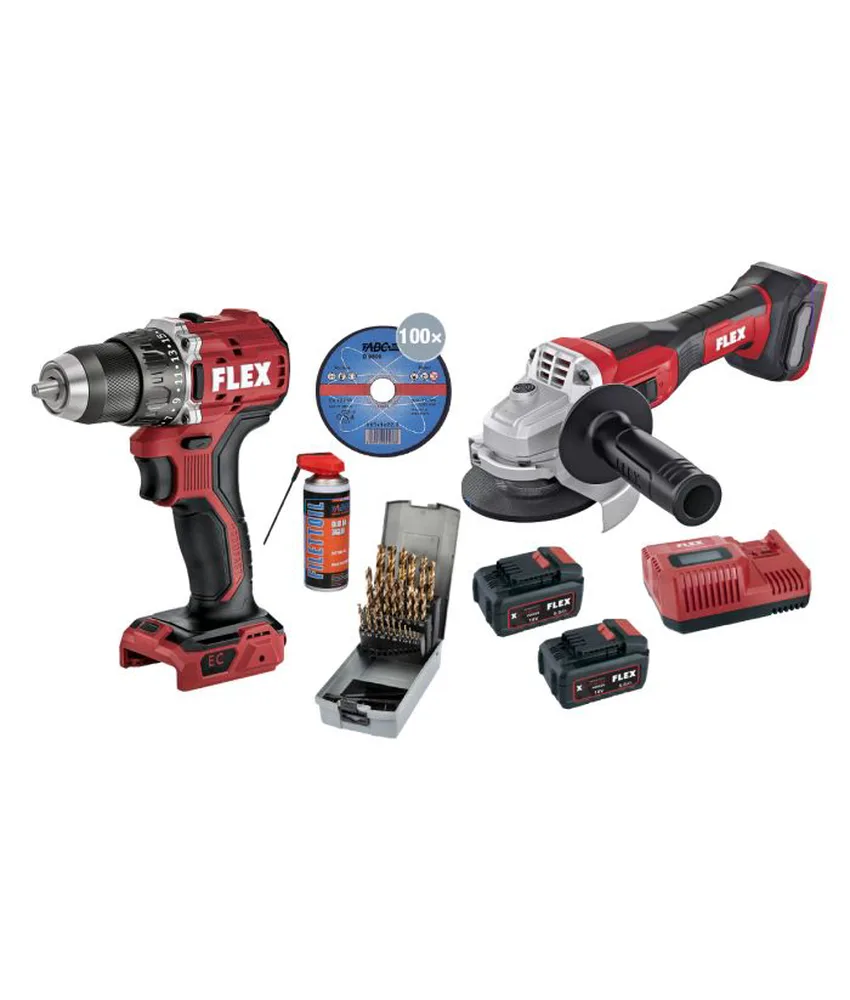 Kit smerigliatrice angolare 2 batterie e carica batterie ABC TOOLS