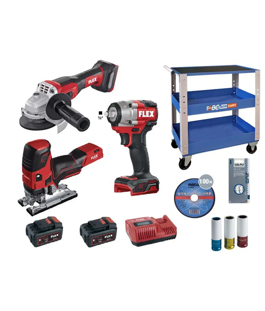Kit smerigliatrice angolare 2 batterie e carica batterie ABC TOOLS