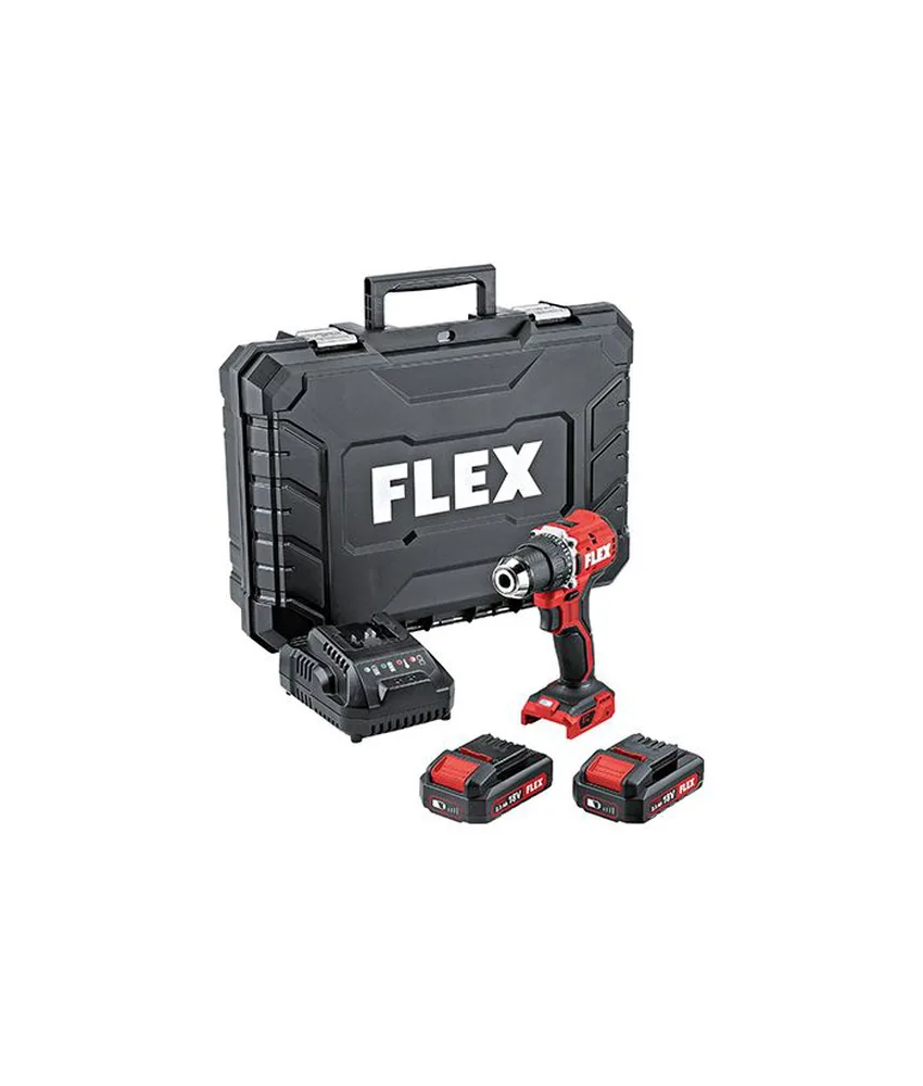 Kit trapano avvitatore con 2 batterie ricaricabili e carica batterie FLEX