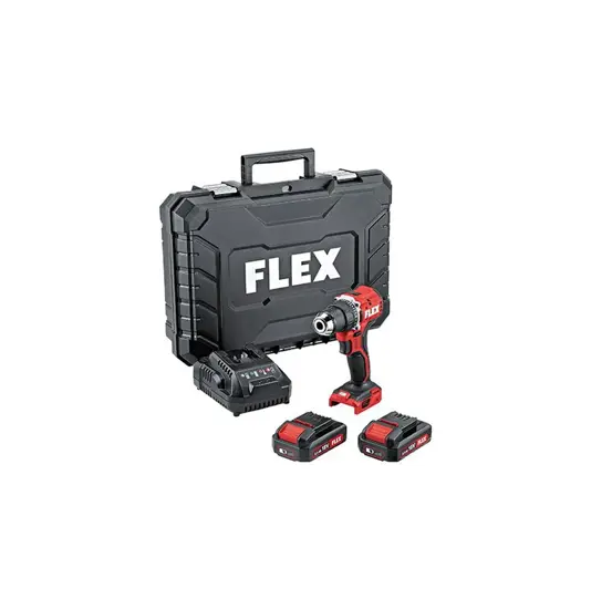 Kit trapano avvitatore con 2 batterie ricaricabili e carica batterie FLEX