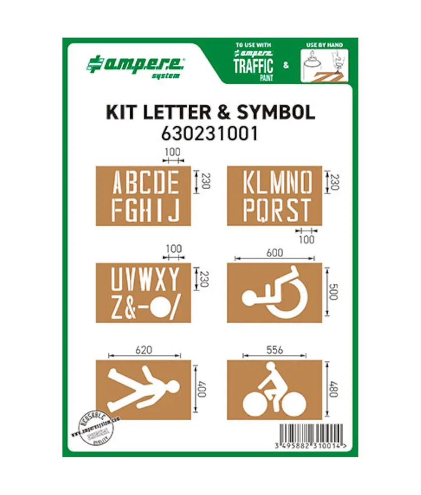 Kit dime con lettere e simboli Ampere, kit: 6 cartelli - in cartone rinforzato riutilizzabile