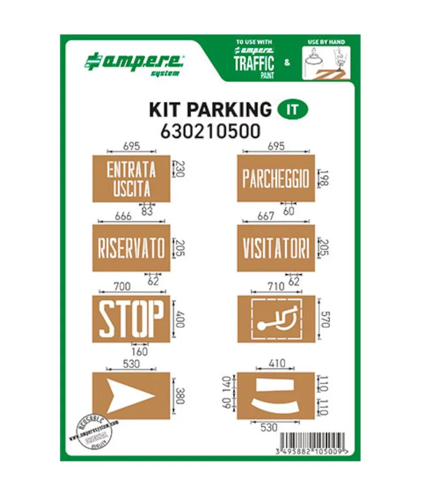 Kit dime con simboli comuni Ampere, kit: 8 cartelli - in cartone rinforzato riutilizzabile