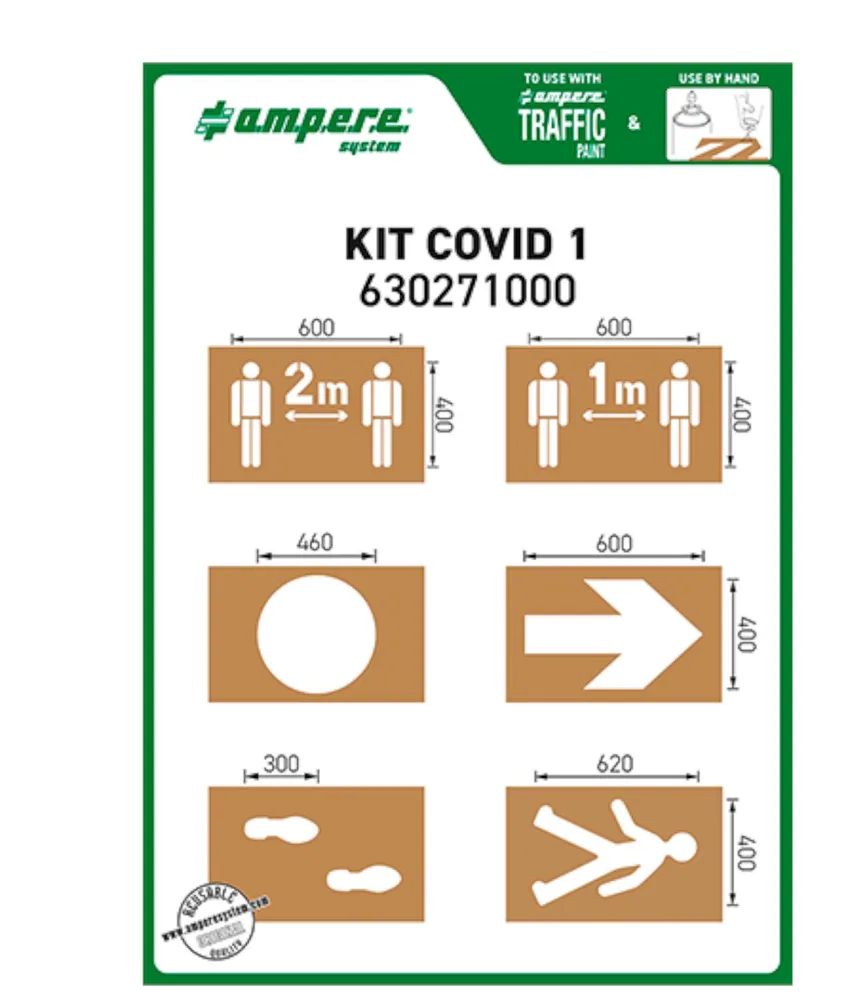 Kit dime covid Ampere, 6 cartelli - in cartone rinforzato riutilizzabile