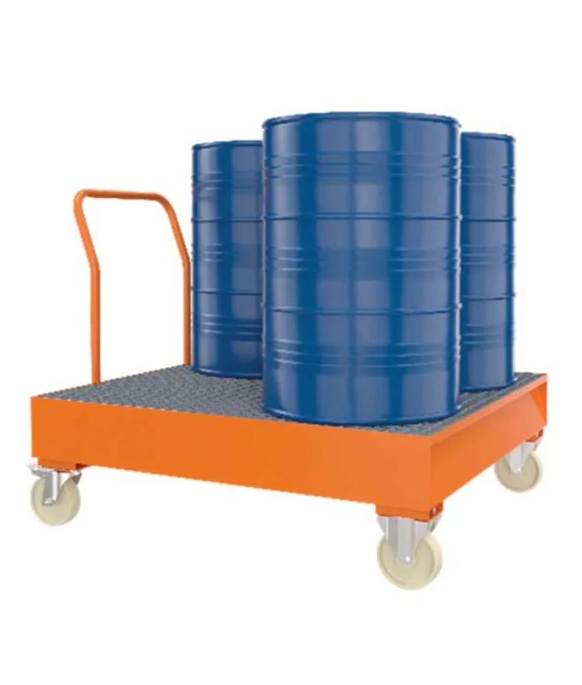 Carrello con vasca di raccolta, fusti non inclusi