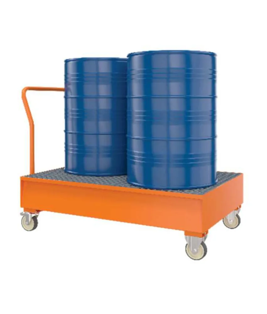 Carrello con vasca di raccolta, fusti non inclusi