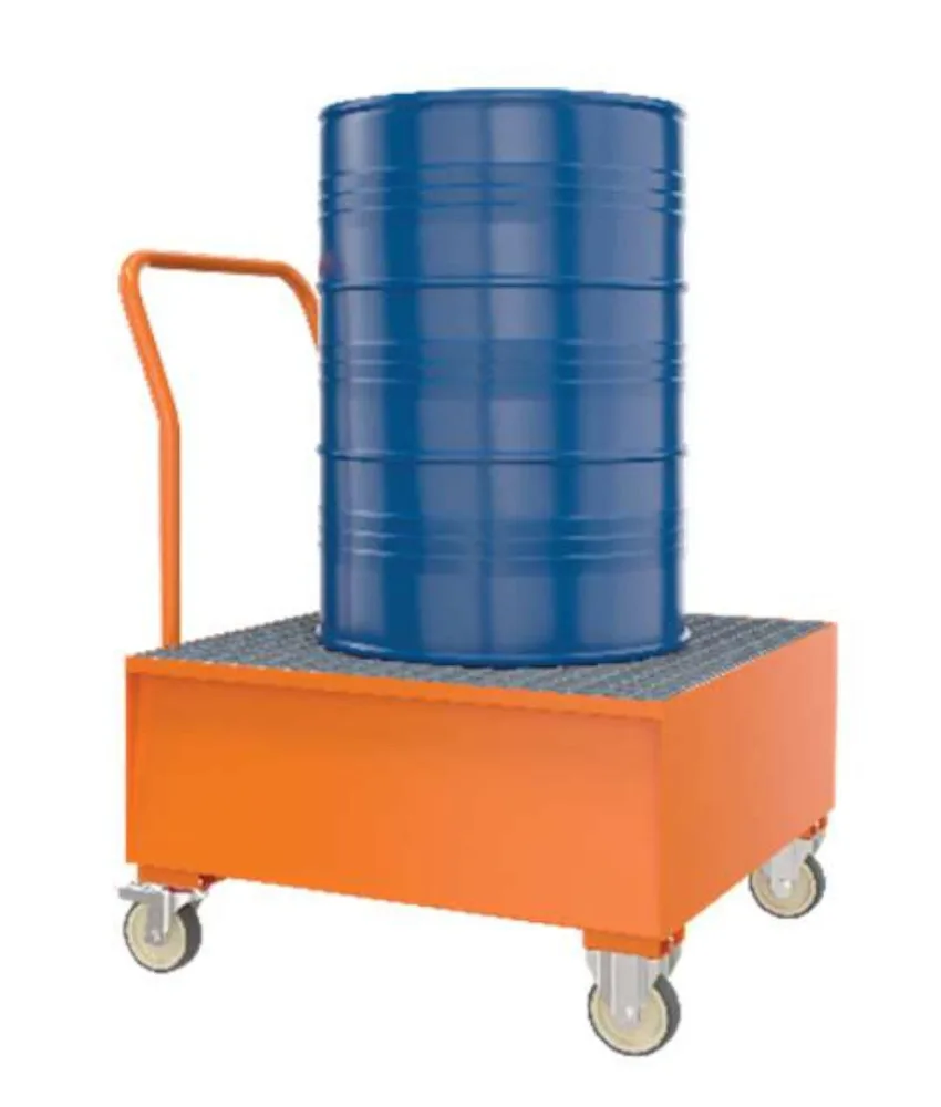 Carrello con vasca di raccolta, fusti non inclusi