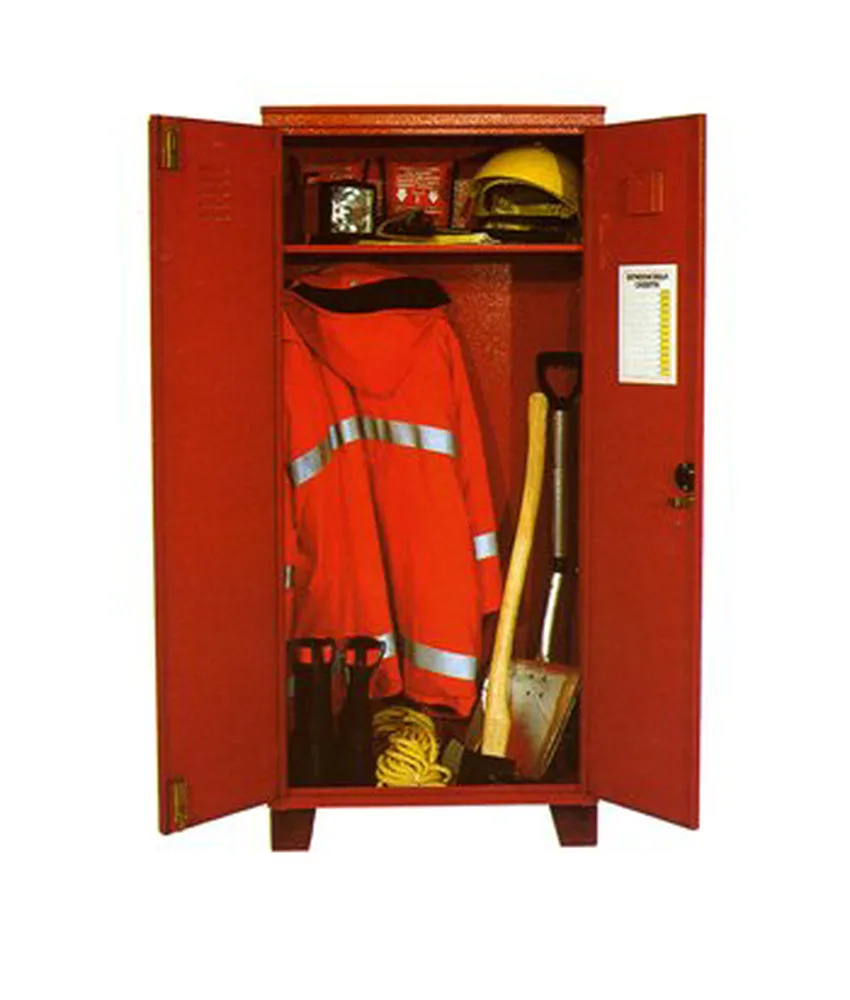 Armadio a pavimento per attrezzi antincendio, 1 ripiano verniciato con appendiabiti - 2 ante cieche - 700x420x h1600 mm