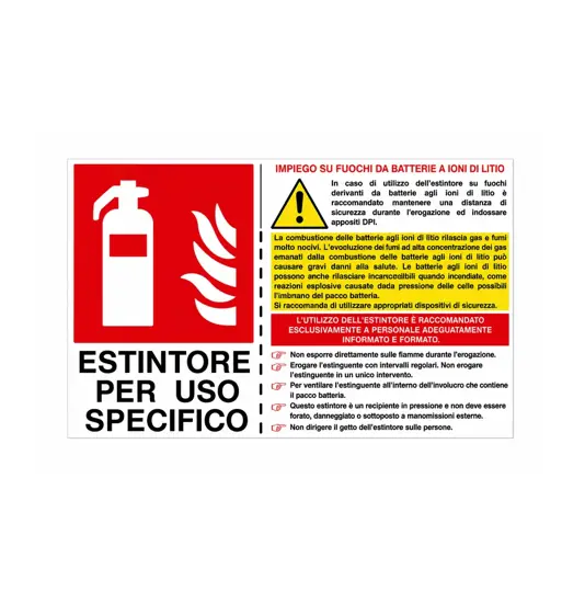 Cartello estintore per uso specifico