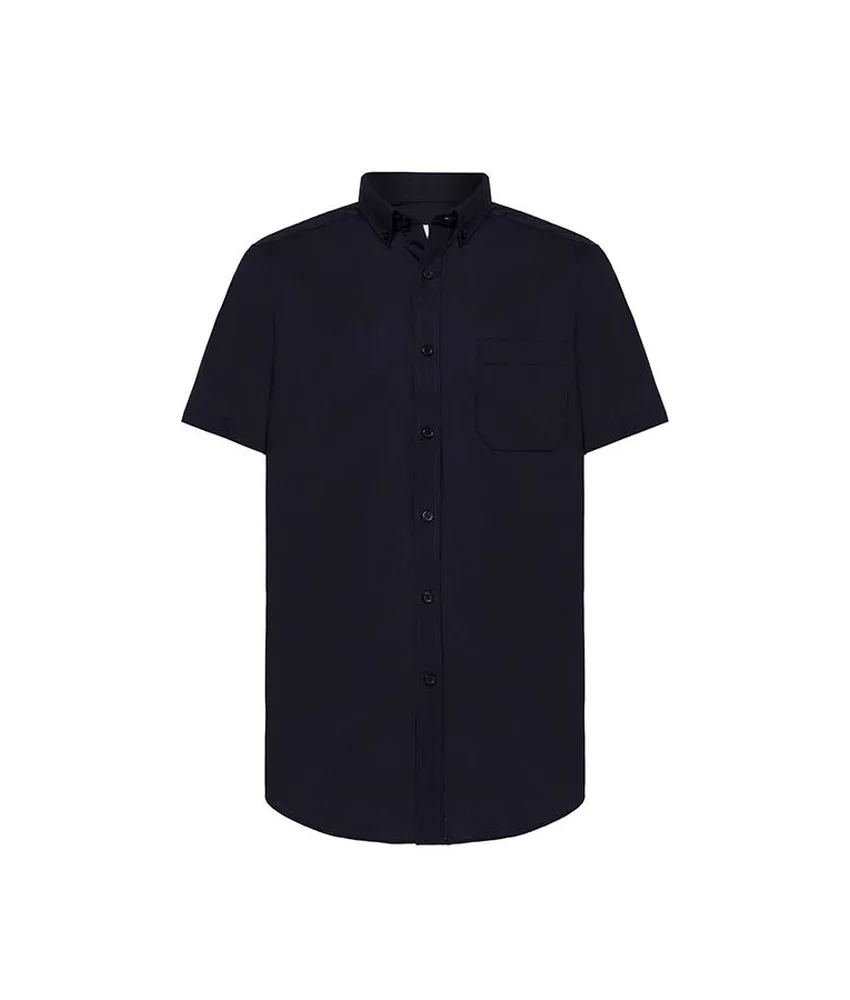 Camicia da uomo maniche corte JHK, tasca anteriore - bottoni sul colletto