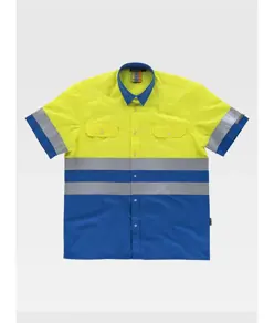Camicia manica corta alta visibilita e bande rifrangenti Workteam