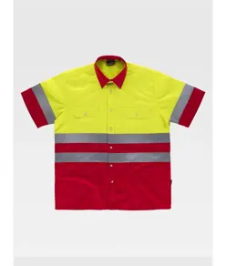 Camicia manica corta alta visibilita e bande rifrangenti Workteam