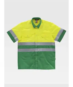 Camicia manica corta alta visibilita e bande rifrangenti Workteam