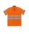 Camicia manica corta alta visibilita e bande rifrangenti Workteam