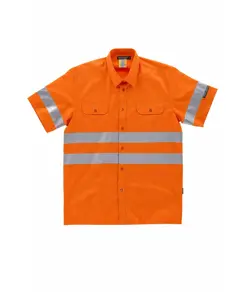 Camicia manica corta alta visibilita e bande rifrangenti Workteam