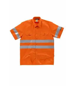 Camicia manica corta alta visibilita e bande rifrangenti Workteam