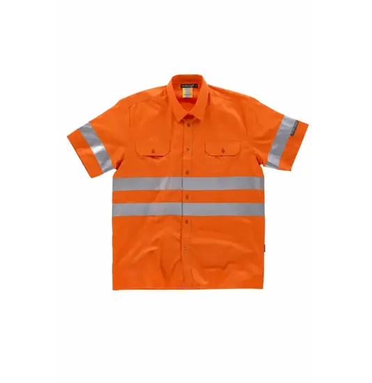 Camicia manica corta alta visibilita e bande rifrangenti Workteam
