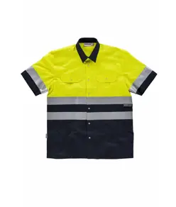 Camicia manica corta alta visibilita e bande rifrangenti Workteam