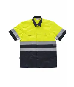 Camicia manica corta alta visibilita e bande rifrangenti Workteam