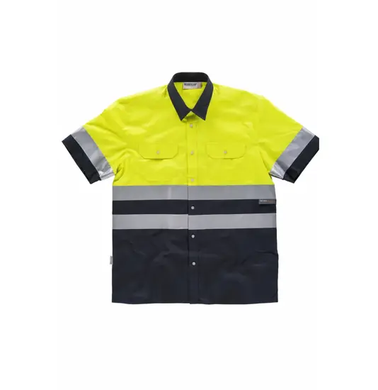 Camicia manica corta alta visibilita e bande rifrangenti Workteam