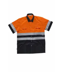 Camicia manica corta alta visibilita e bande rifrangenti Workteam