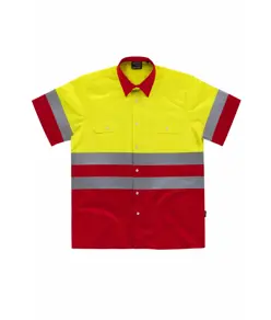Camicia manica corta alta visibilita e bande rifrangenti Workteam