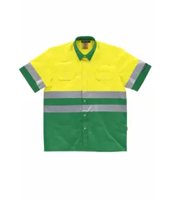 Camicia manica corta alta visibilita e bande rifrangenti Workteam