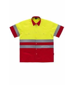 Camicia manica corta alta visibilita e bande rifrangenti Workteam