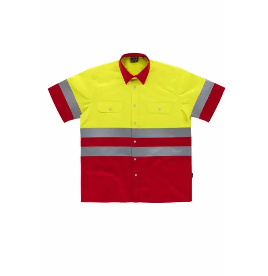 Camicia manica corta alta visibilita e bande rifrangenti Workteam