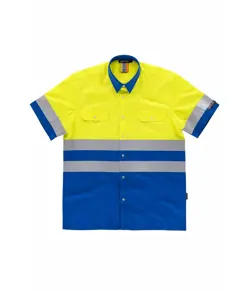Camicia manica corta alta visibilita e bande rifrangenti Workteam