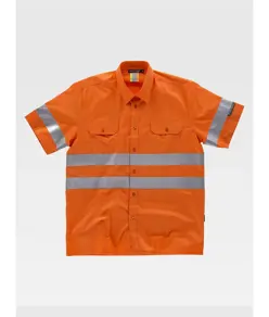 Camicia manica corta alta visibilita e bande rifrangenti Workteam
