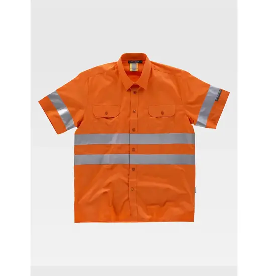 Camicia manica corta alta visibilita e bande rifrangenti Workteam