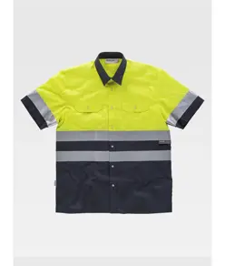 Camicia manica corta alta visibilita e bande rifrangenti Workteam