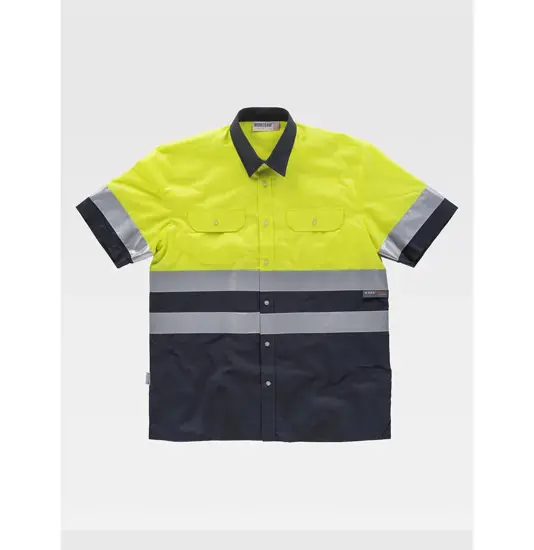 Camicia manica corta alta visibilita e bande rifrangenti Workteam