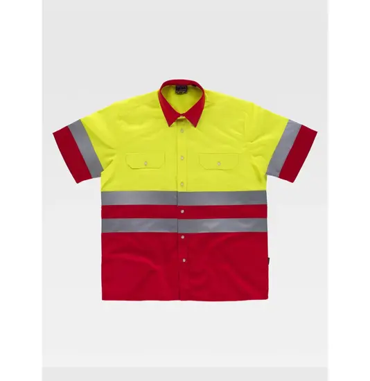 Camicia manica corta alta visibilita e bande rifrangenti Workteam