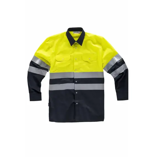 Camicia manica lunga alta visibilita e bande rifrangenti Workteam