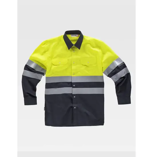 Camicia manica lunga alta visibilita e bande rifrangenti Workteam