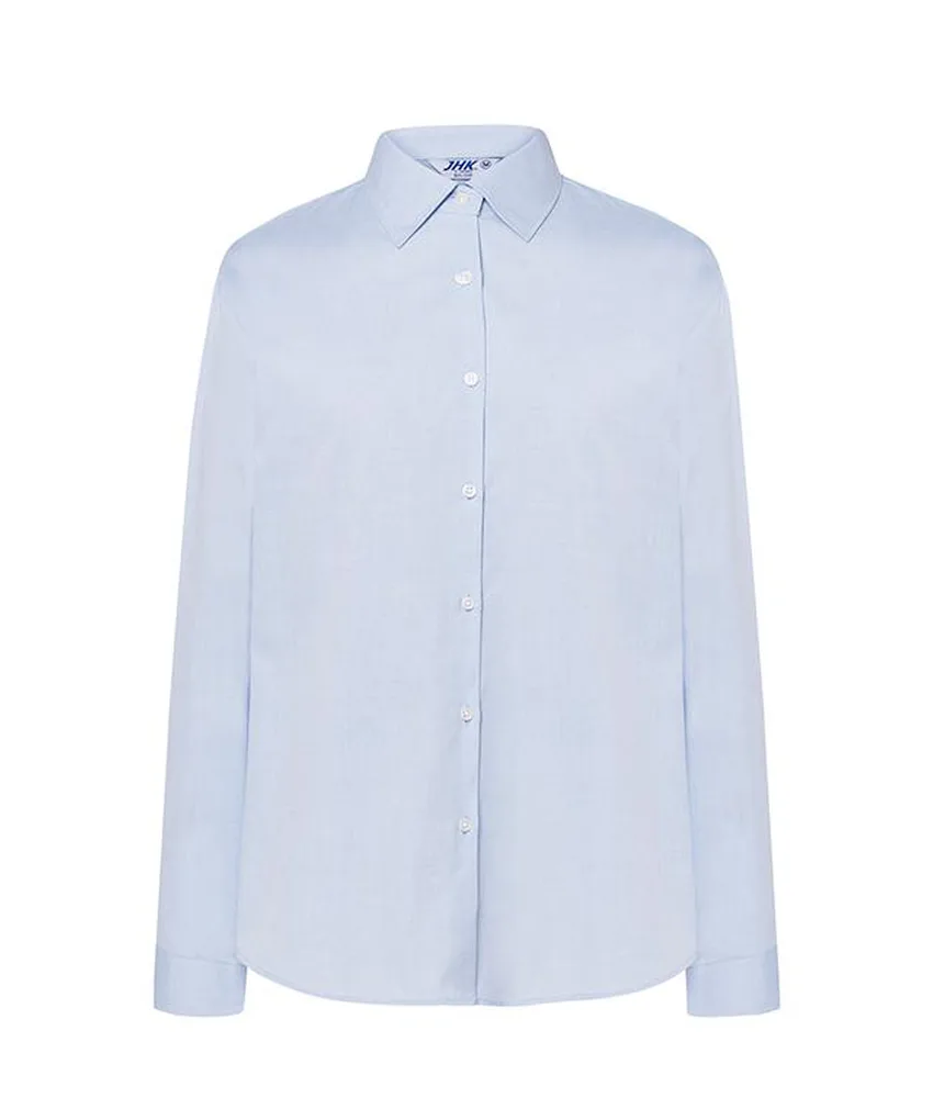 Camicia Oxford da donna maniche lunghe JHK, tasca anteriore - bottoni sul colletto