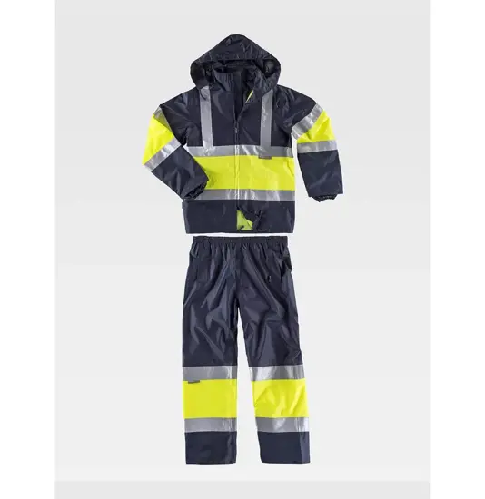 Completo impermeabile giacca + pantalone alta visibilita classe 2 Workteam