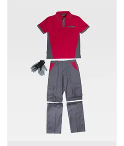 Completo unisex da lavoro pantalone + polo + guanti Workteam